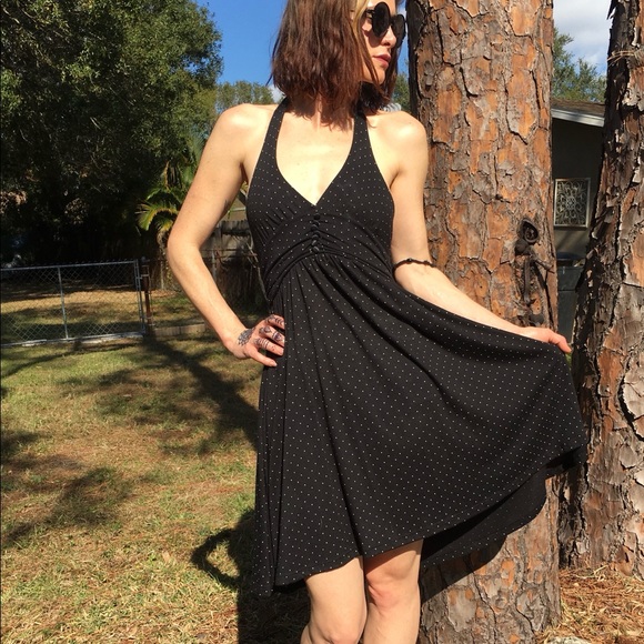 Black and white polkadot backless dress - Picture 2 of 6